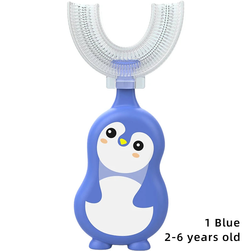 1/3 pcs U-shape Kids Toothbrush BPA Free 360-Degree Oral Cleaning Soft Silicone Brush Head for 2-6 years old baby
