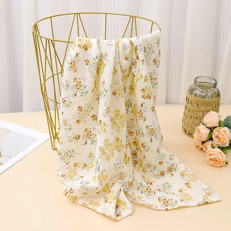 100% Cotton Print Breathable Baby Crib Sheet Kids Soft Bath Towel INS Muslin Receive Blanket For Newborn Summer Bedding Items