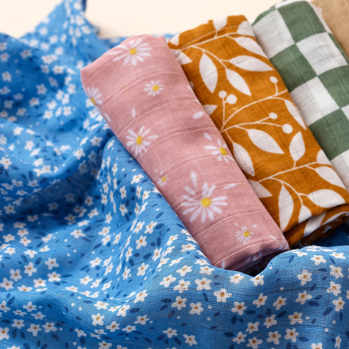 60*60cm 5Pcs Set Multi-Use Feeding Burp Cloth Towel Super Soft Bamboo Cotton Muslin Blankets Baby Burp Cloth Set