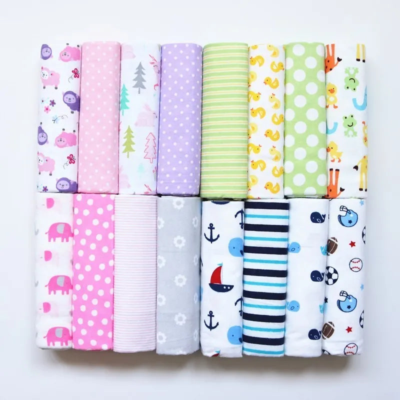 4pcs/pack 100% Cotton Flannel Diapers Supersoft Receiving Baby Blanket Newborn Wrap Print Baby Bedsheet 76x76cm Blanket Swaddle
