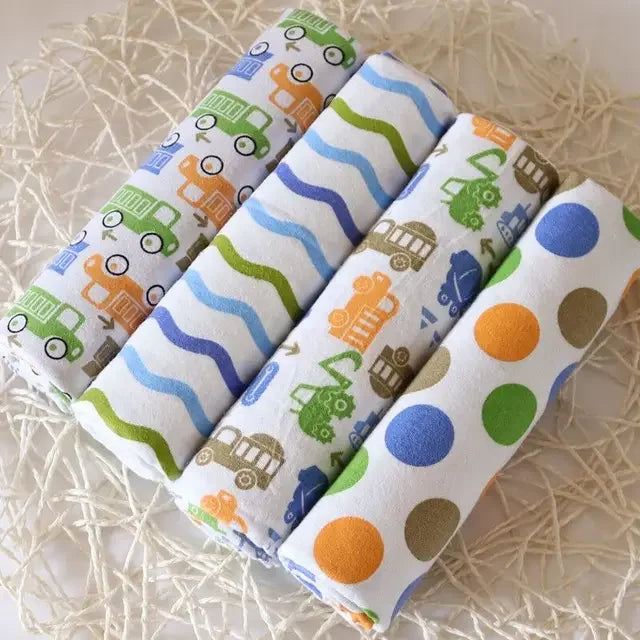 4pcs/pack Cotton Baby Bed Sheets Receiving Blanket Newborn Baby Bedsheet Supersoft Blankets For Babies Colorful Swaddle Wrap