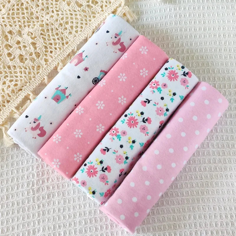 4pcs/pack 100% Cotton Flannel Diapers Supersoft Receiving Baby Blanket Newborn Wrap Print Baby Bedsheet 76x76cm Blanket Swaddle