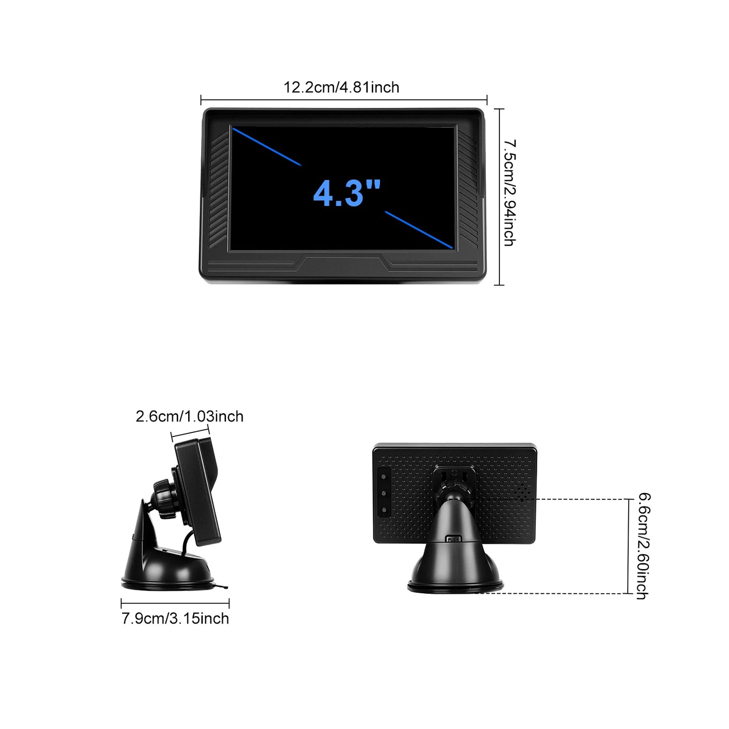 Podofo Car Rear Baby Monitor 4.3'' Car Monitor with Camera Night Vision Wide-Angle Real-time Baby Monitoring Stable Mounting