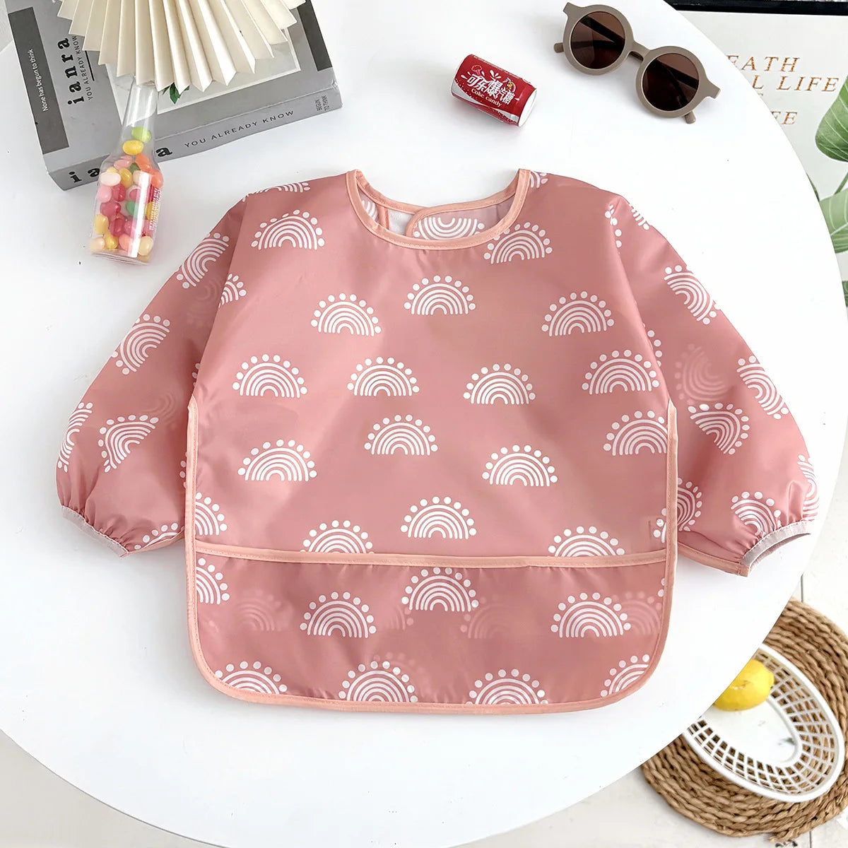 Newborn Baby Bibs Blouse Waterproof Long-sleeved Reverse Dressing Infant Eating Clothes Apron Bib Protective Clothing