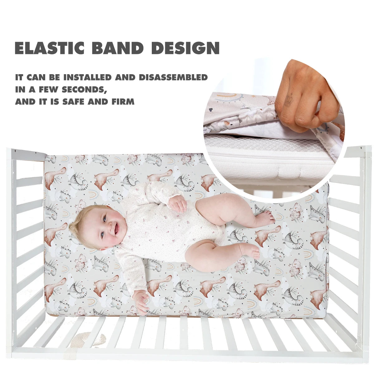 HappyFlute New One Piece Cartoon Print 70*130CM Elastic Band Design Skin-friendly&Breathable Baby Bed Sheet