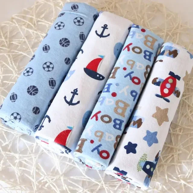 4pcs/pack Cotton Baby Bed Sheets Receiving Blanket Newborn Baby Bedsheet Supersoft Blankets For Babies Colorful Swaddle Wrap