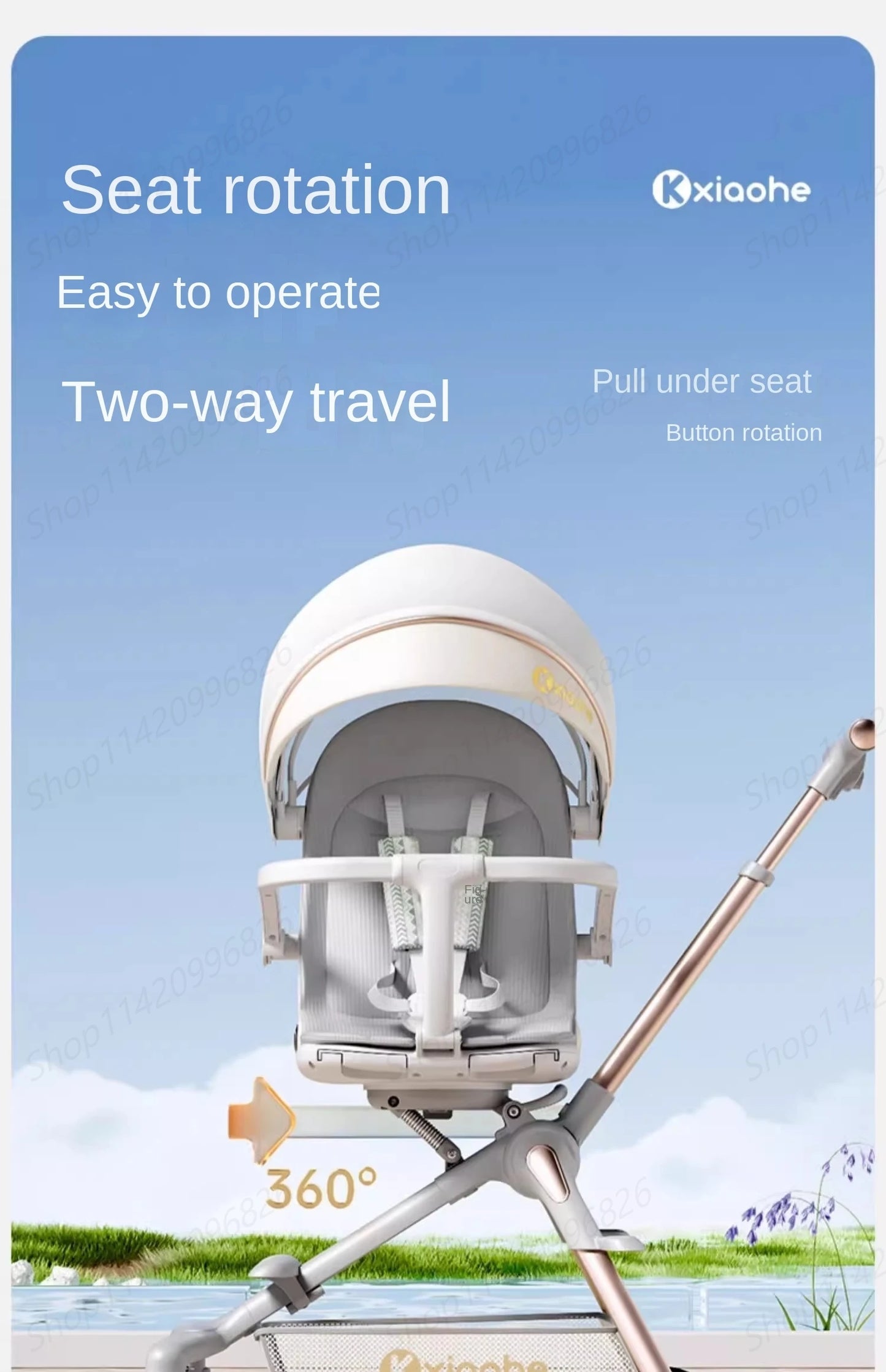 Baby Stroller Can Sit and Lie Down Foldable Lightweight Travel Two-way High Landscape Six Shock Absorption Comfortable Seat