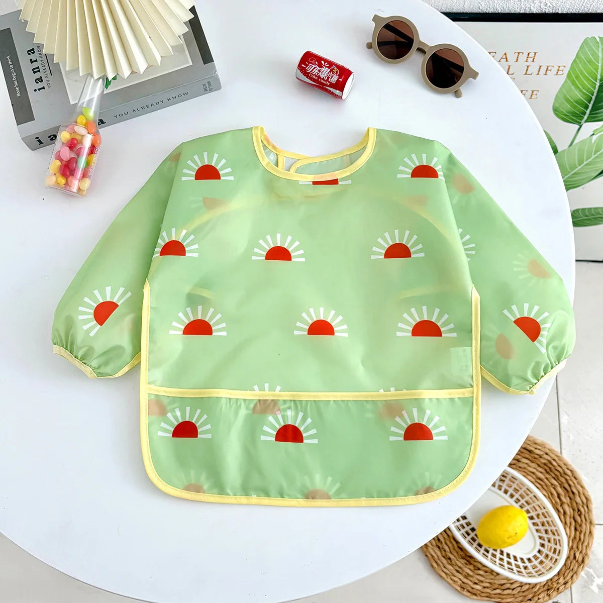 Newborn Baby Bibs Blouse Waterproof Long-sleeved Reverse Dressing Infant Eating Clothes Apron Bib Protective Clothing