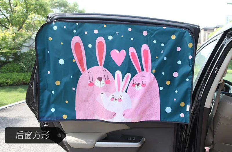 Magnetic UV Protect Curtain Side Window Sunshade Cover Universal Car Sun Shade Cover for Baby Kids Cute Cartoon Car Styling