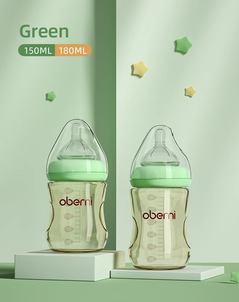 Oberni 150ml+180ml PPSU Imitated Breast Baby Milk Bottle set Anti bloating 0-6 Newborn Baby Bottle With Resistant to Falling
