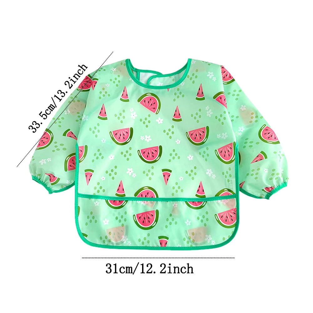 Newborn Baby Bibs Blouse Waterproof Long-sleeved Reverse Dressing Infant Eating Clothes Apron Bib Protective Clothing