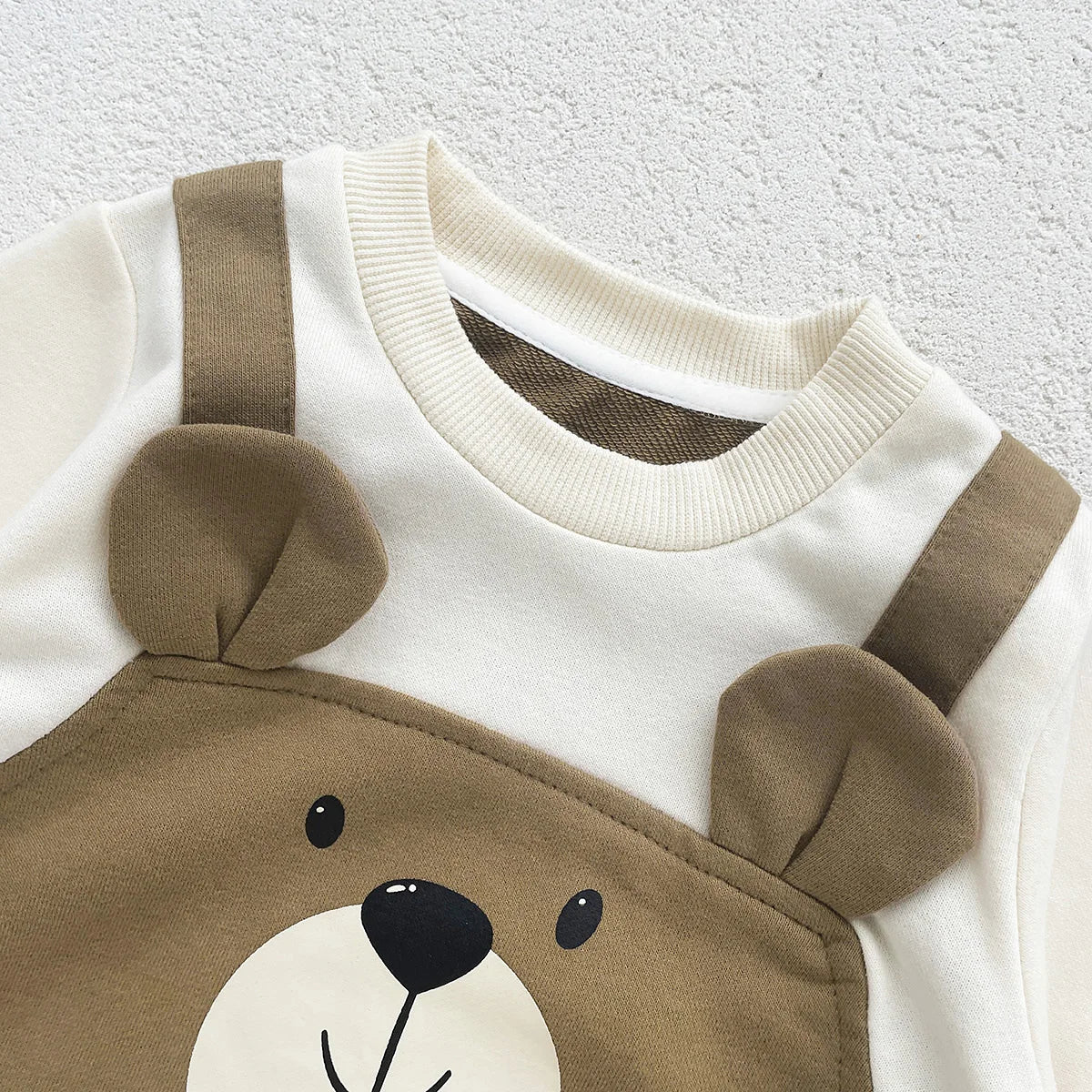 Autumn Baby Bodysuit Little Bear Pattern Dual Color Long Sleeve Warm Jumpsuit Baby Clothes Baby Boys Girls Romper 0-2 Years Old