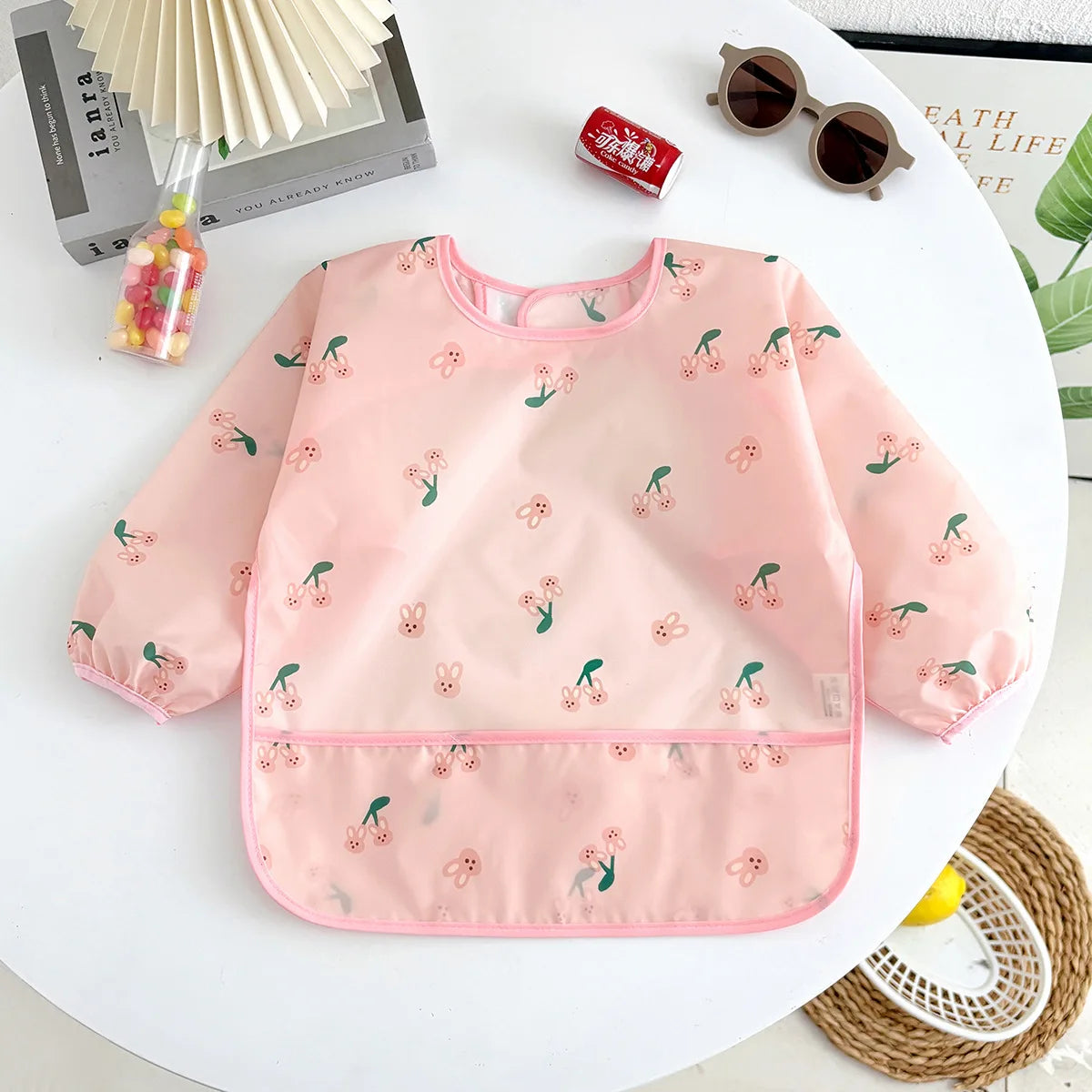 Newborn Baby Bibs Blouse Waterproof Long-sleeved Reverse Dressing Infant Eating Clothes Apron Bib Protective Clothing