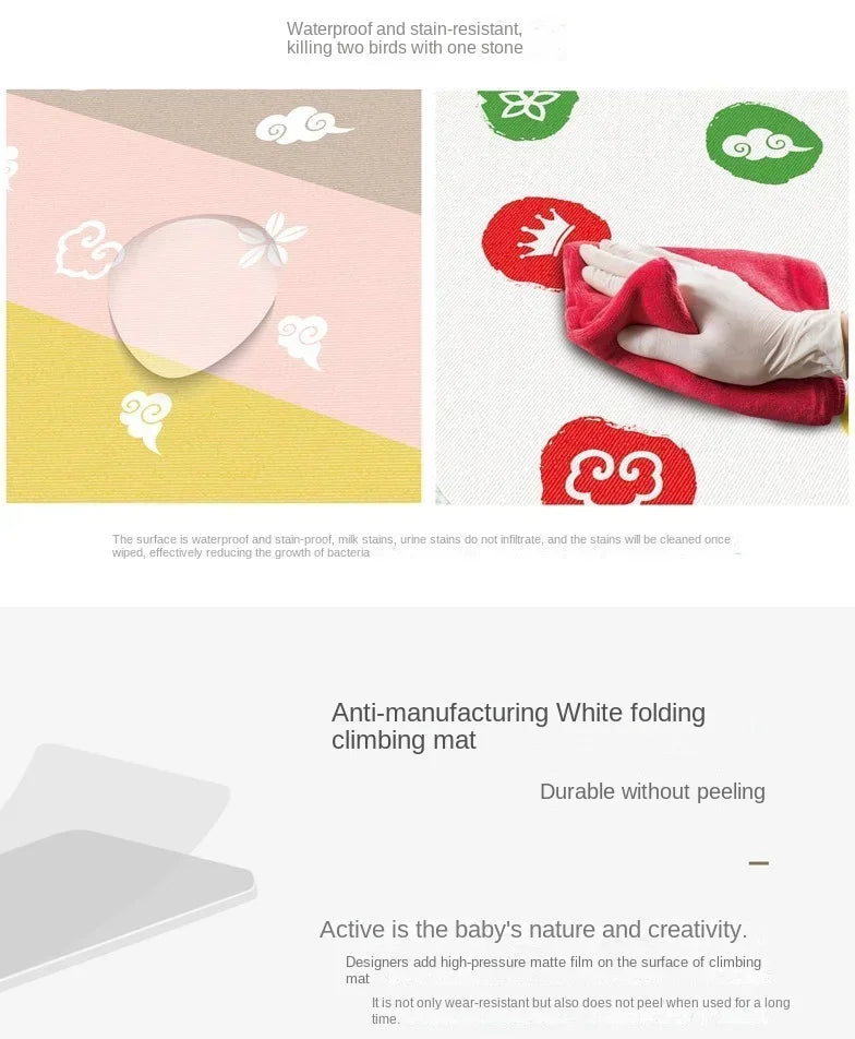 Foldable Portable Baby Play Mat Multi-Functional Baby Crawling Mat with Double-Sided Pattern, Easy Carry Travel Outdoor Camping