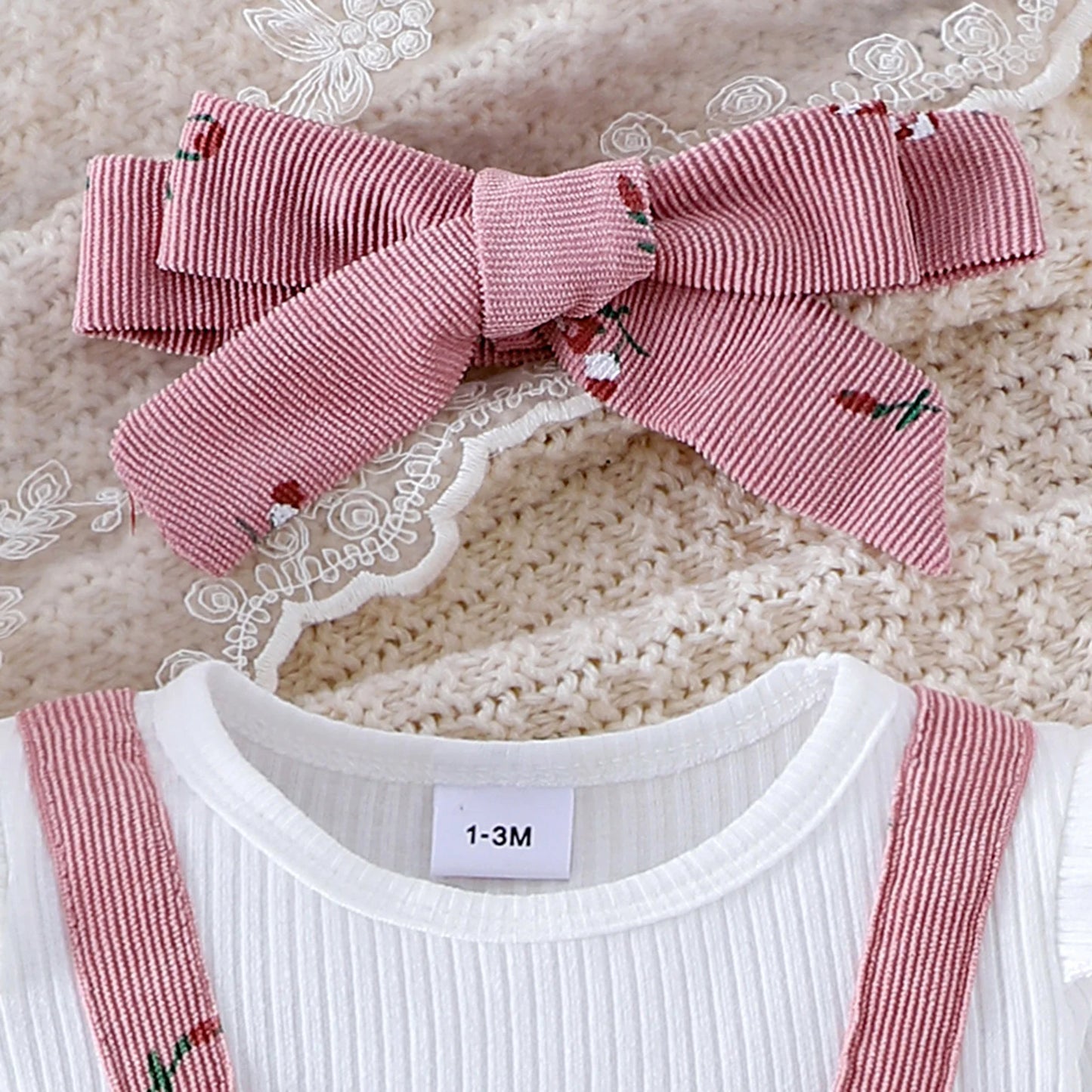 Citgeett Autumn Infant Baby Girls Long Sleeve Romper Floral Print Patchwork Bow Jumpsuits Cute Headband Clothes Set