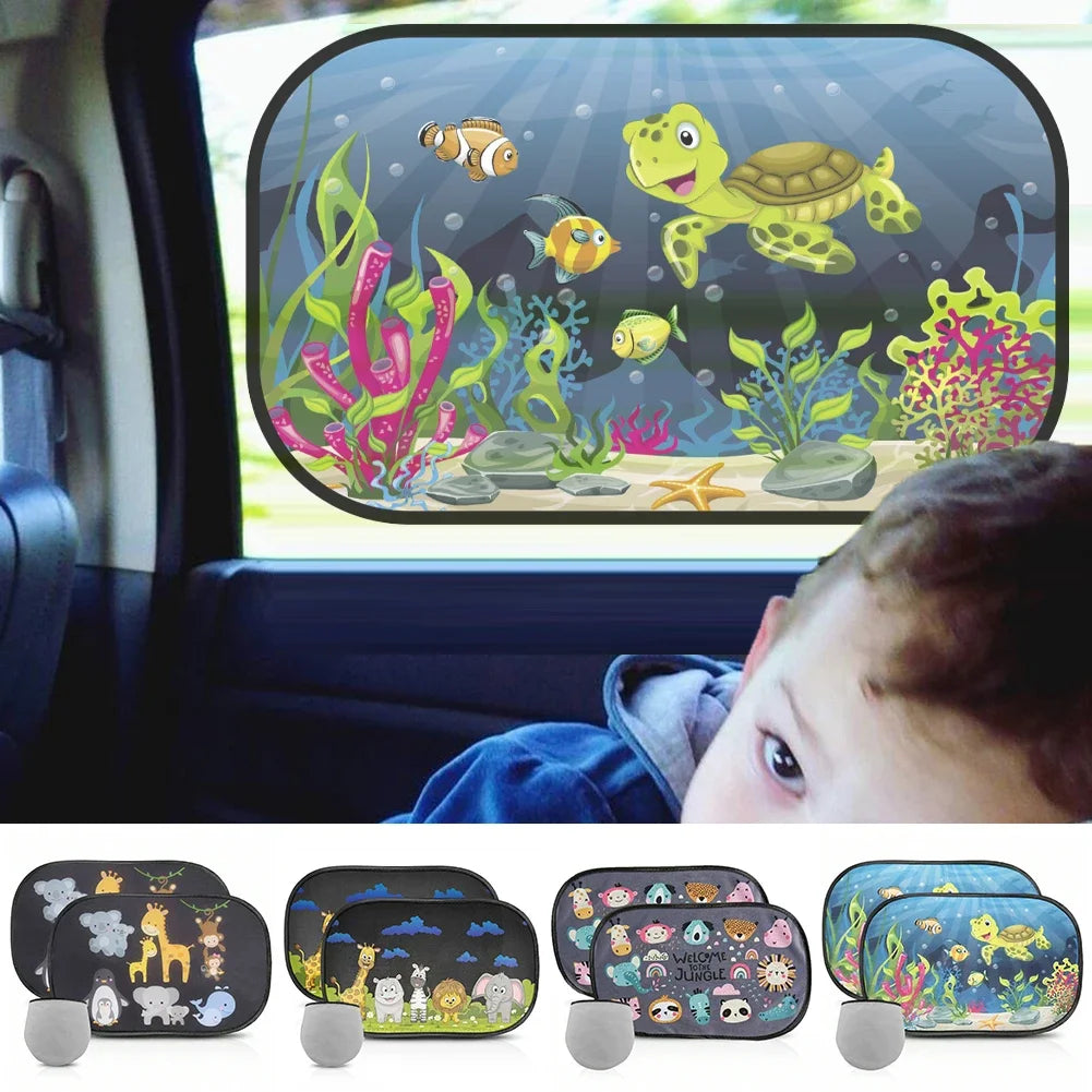 2PCS Car Sun Shade Side Window Windscreen Roof Window For Children Adults Adsorption SunShade Cover Universal car curtain