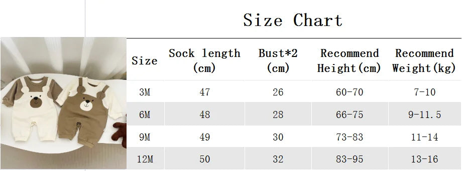 Autumn Baby Bodysuit Little Bear Pattern Dual Color Long Sleeve Warm Jumpsuit Baby Clothes Baby Boys Girls Romper 0-2 Years Old