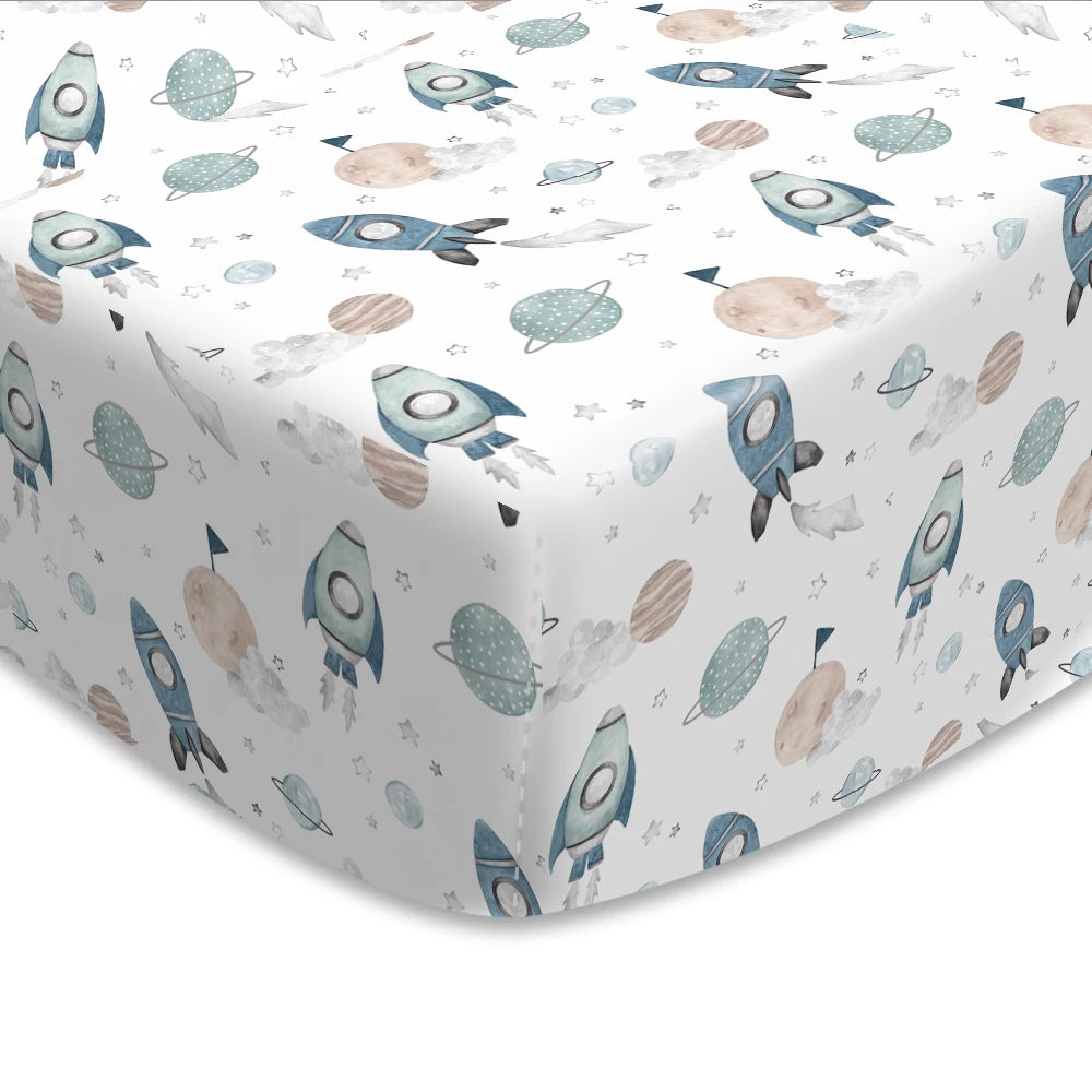 HappyFlute New One Piece Cartoon Print 70*130CM Elastic Band Design Skin-friendly&Breathable Baby Bed Sheet