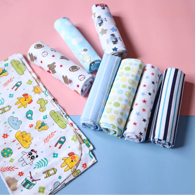 4pcs/pack 100% Cotton Flannel Diapers Supersoft Receiving Baby Blanket Newborn Wrap Print Baby Bedsheet 76x76cm Blanket Swaddle