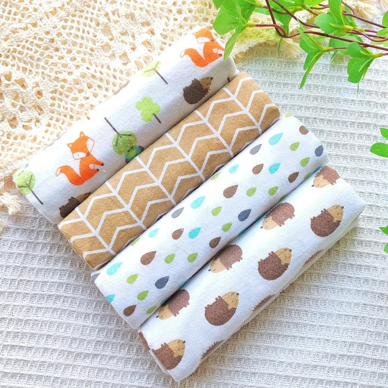 4pcs/pack 100% Cotton Flannel Diapers Supersoft Receiving Baby Blanket Newborn Wrap Print Baby Bedsheet 76x76cm Blanket Swaddle