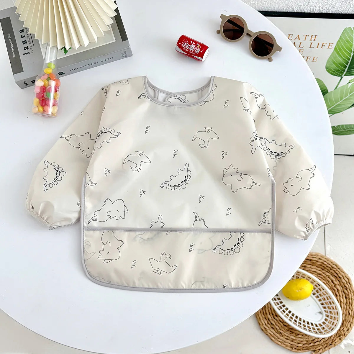 Newborn Baby Bibs Blouse Waterproof Long-sleeved Reverse Dressing Infant Eating Clothes Apron Bib Protective Clothing
