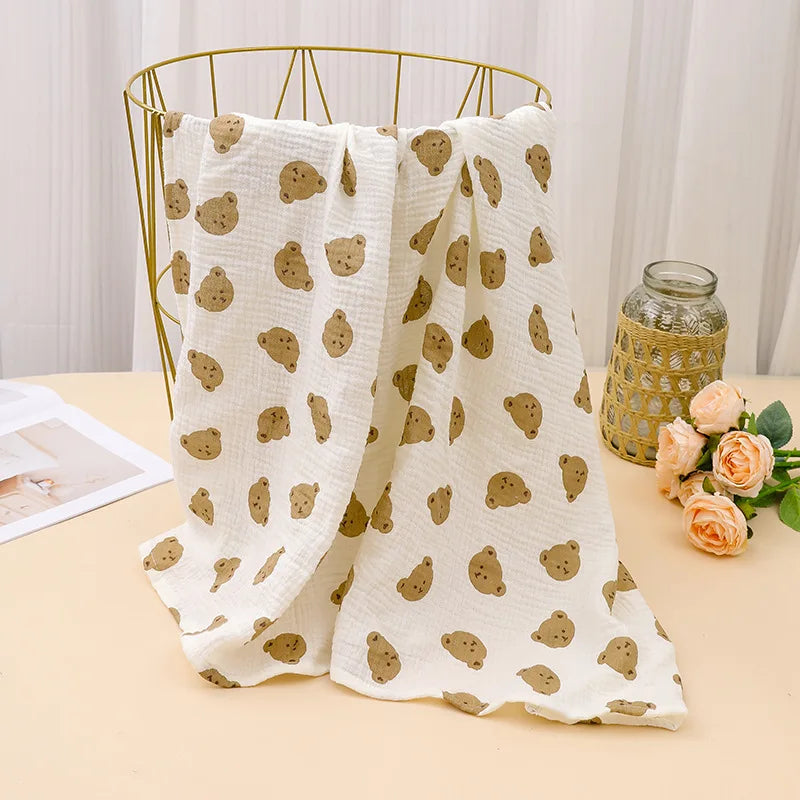 100% Cotton Print Breathable Baby Crib Sheet Kids Soft Bath Towel INS Muslin Receive Blanket For Newborn Summer Bedding Items