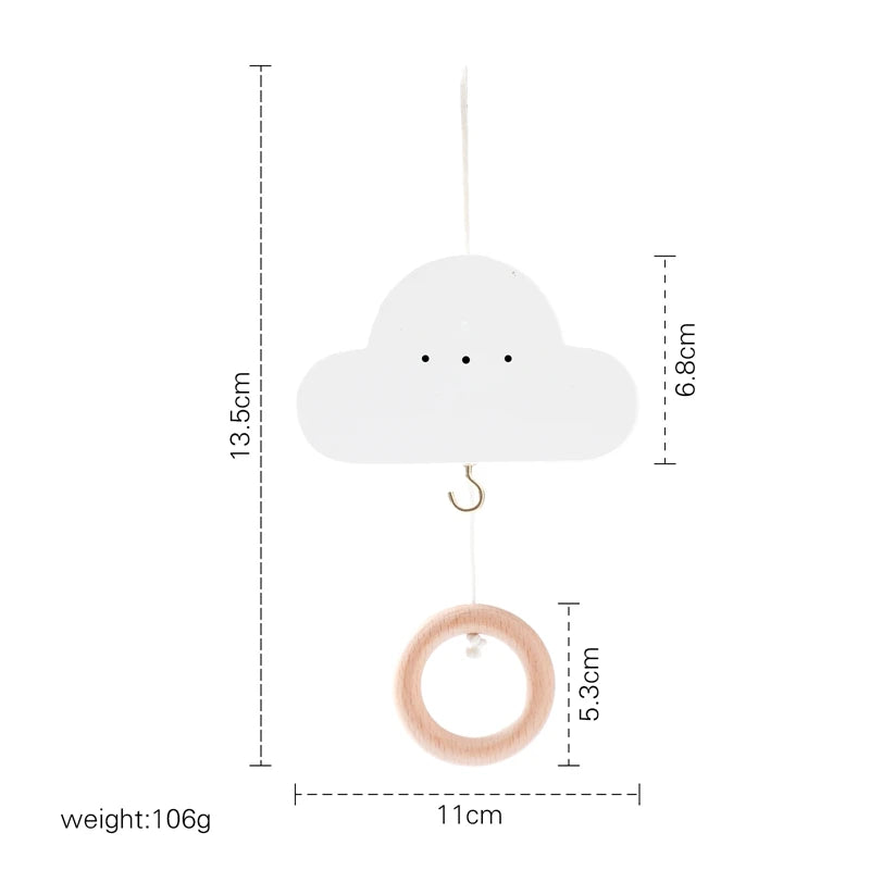 Baby Wooden Bed Bell Cartoon Rabbit Mobile Hanging Rattles Toy Hanger Crib Mobile Bed Bell Wood Toy Holder Arm Bracket Kid Gifts