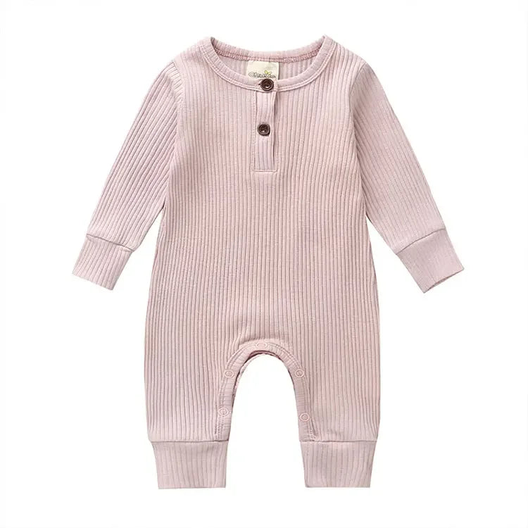 Summer Unisex Newborn Baby Clothes Solid Color Baby Rompers Cotton Long Sleeve Toddler Romper Infant Clothing 3-18 Months