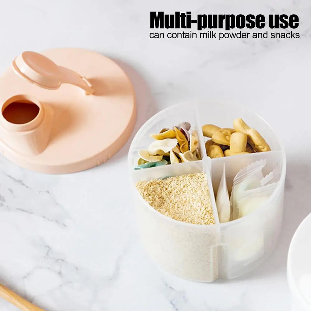 4 Compartments Portable Reusable Baby Food Storage Box Snacks Cups Milk Powder Formula Dispenser