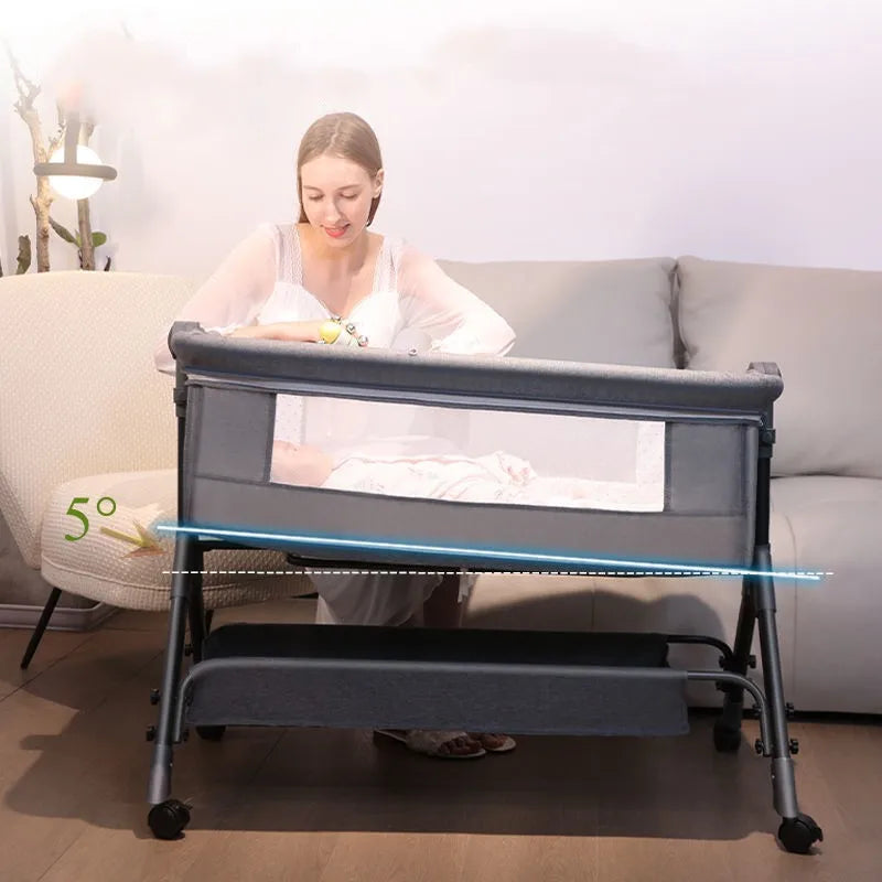 Custom Aluminum Multifunctional Folding Crib Bedside Bassinet Bedside Sleeper Portable Stroller