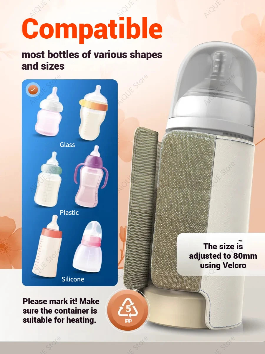AiQUE 10000mAh USB Portable Milk Warmer for Baby Outdoor Constant Temperature Bottle Insulation Cover Hot Milk and Milk Heating