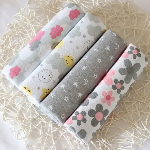 4pcs/pack Cotton Baby Bed Sheets Receiving Blanket Newborn Baby Bedsheet Supersoft Blankets For Babies Colorful Swaddle Wrap
