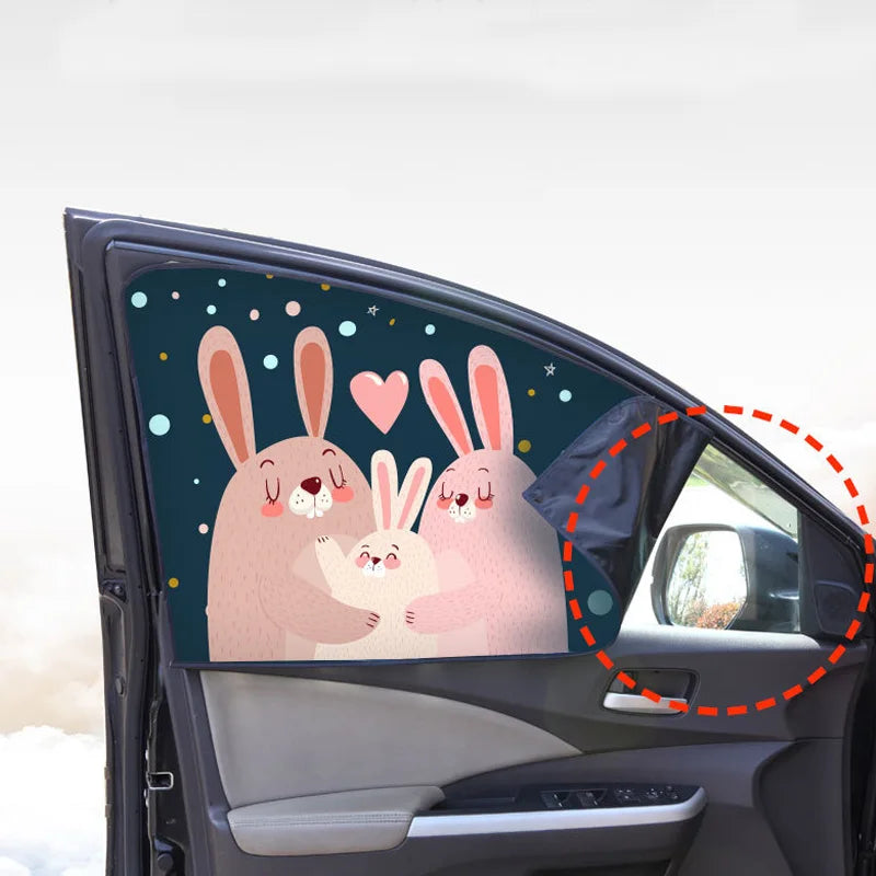 Magnetic UV Protect Curtain Side Window Sunshade Cover Universal Car Sun Shade Cover for Baby Kids Cute Cartoon Car Styling