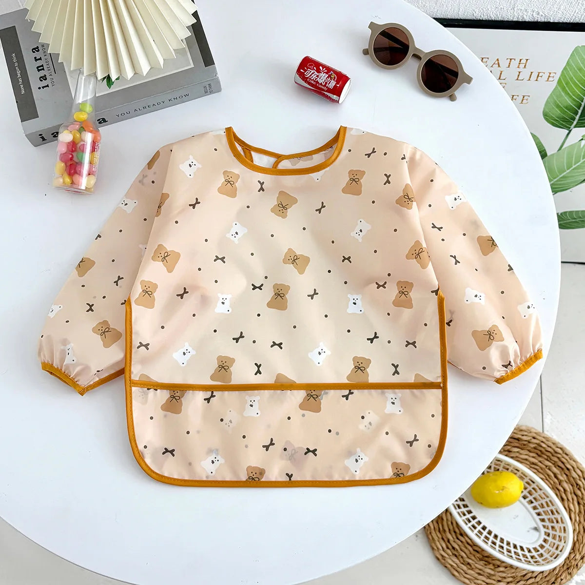 Newborn Baby Bibs Blouse Waterproof Long-sleeved Reverse Dressing Infant Eating Clothes Apron Bib Protective Clothing