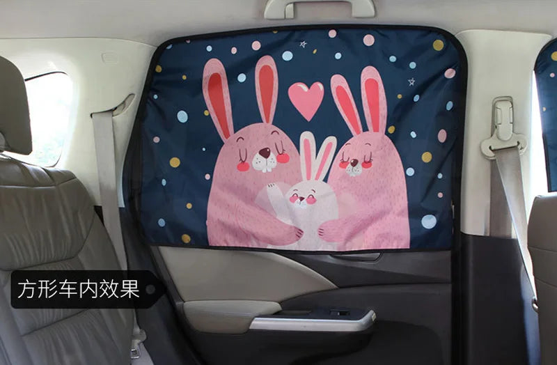 Magnetic UV Protect Curtain Side Window Sunshade Cover Universal Car Sun Shade Cover for Baby Kids Cute Cartoon Car Styling