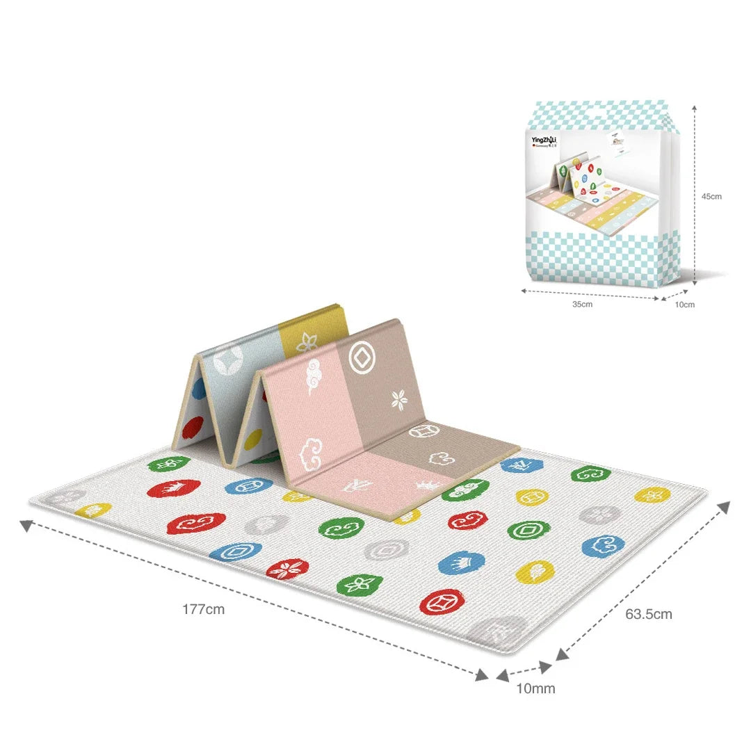 Foldable Portable Baby Play Mat Multi-Functional Baby Crawling Mat with Double-Sided Pattern, Easy Carry Travel Outdoor Camping