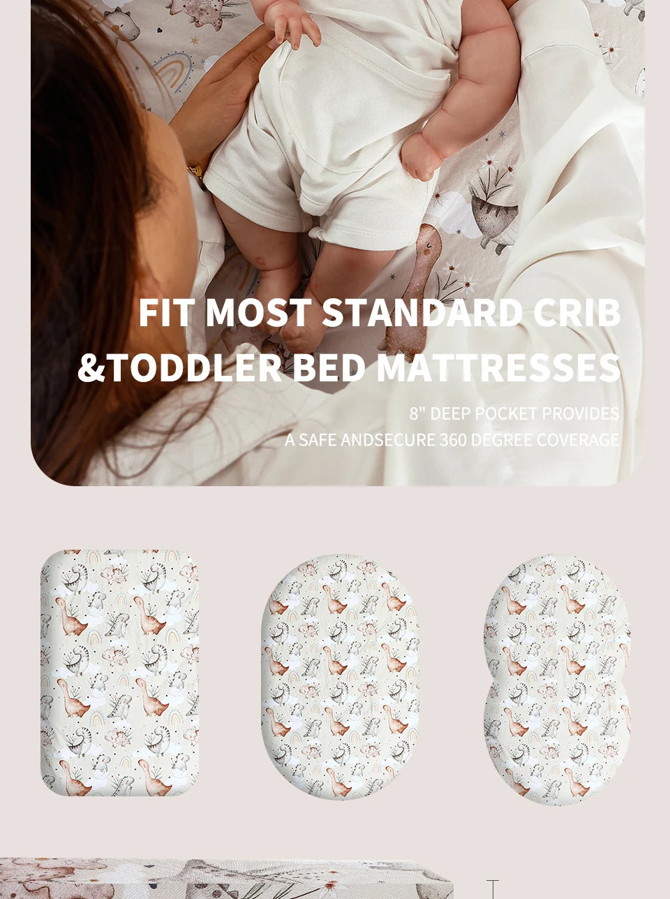 HappyFlute New One Piece Cartoon Print 70*130CM Elastic Band Design Skin-friendly&Breathable Baby Bed Sheet