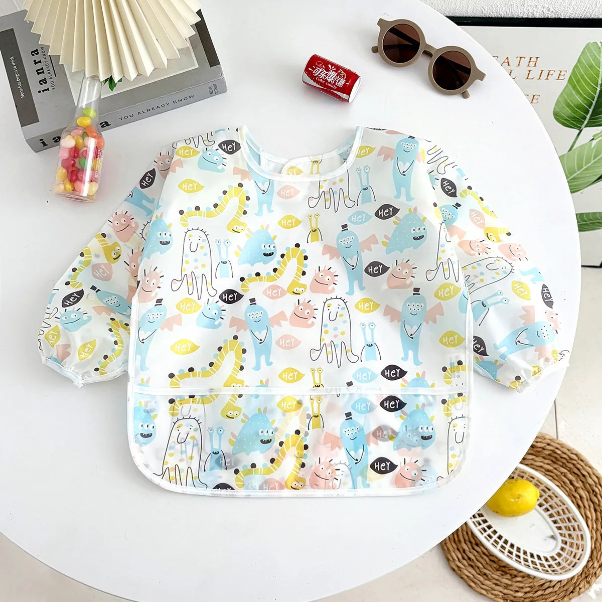 Newborn Baby Bibs Blouse Waterproof Long-sleeved Reverse Dressing Infant Eating Clothes Apron Bib Protective Clothing