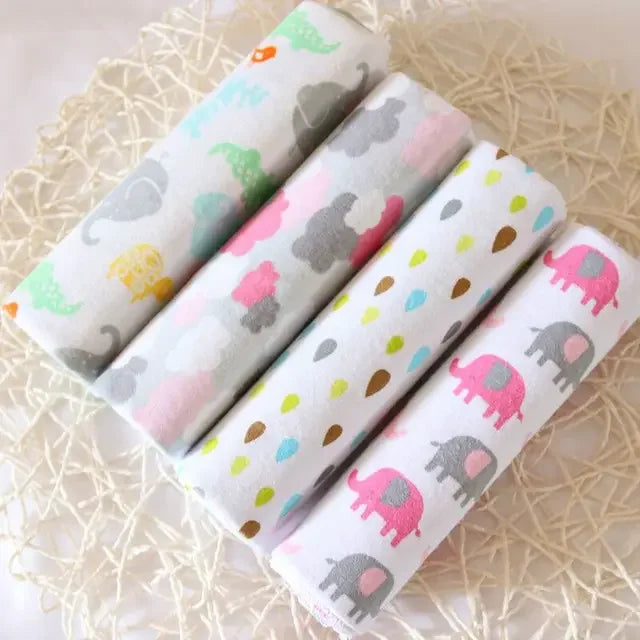 4pcs/pack Cotton Baby Bed Sheets Receiving Blanket Newborn Baby Bedsheet Supersoft Blankets For Babies Colorful Swaddle Wrap