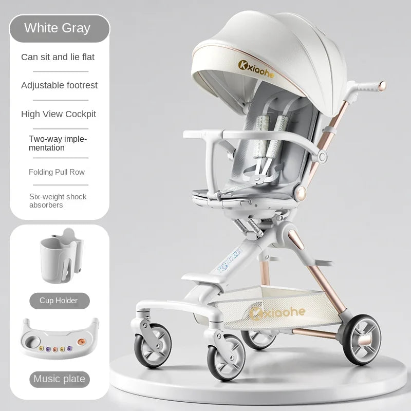 Baby Stroller Can Sit and Lie Down Foldable Lightweight Travel Two-way High Landscape Six Shock Absorption Comfortable Seat