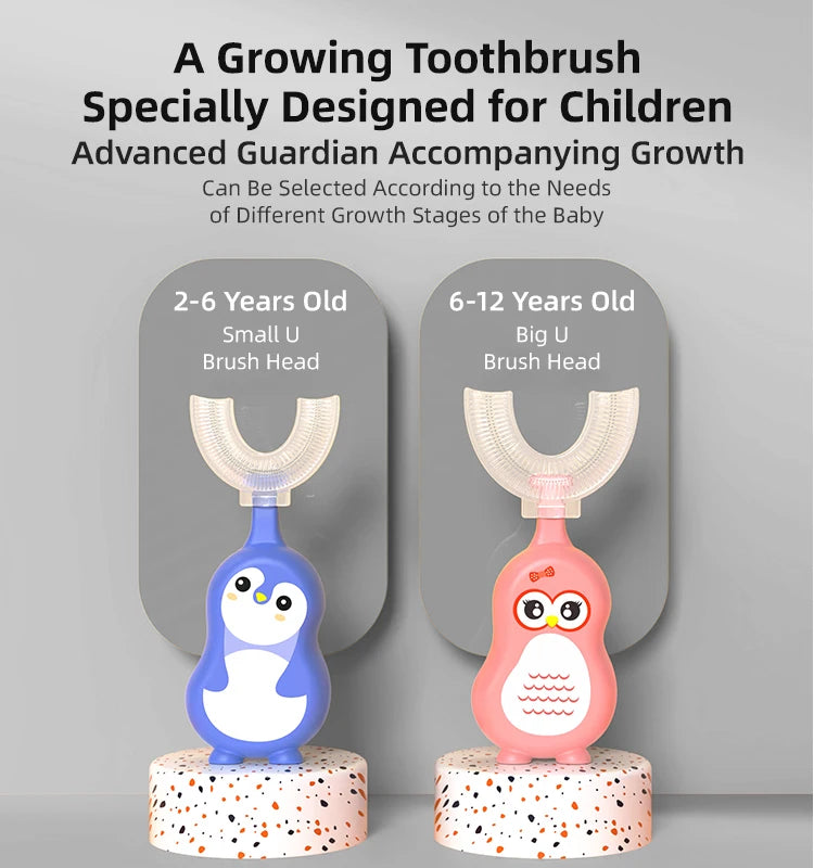 1/3 pcs U-shape Kids Toothbrush BPA Free 360-Degree Oral Cleaning Soft Silicone Brush Head for 2-6 years old baby