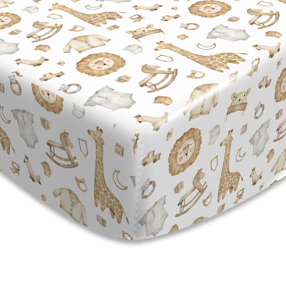 HappyFlute New One Piece Cartoon Print 70*130CM Elastic Band Design Skin-friendly&Breathable Baby Bed Sheet