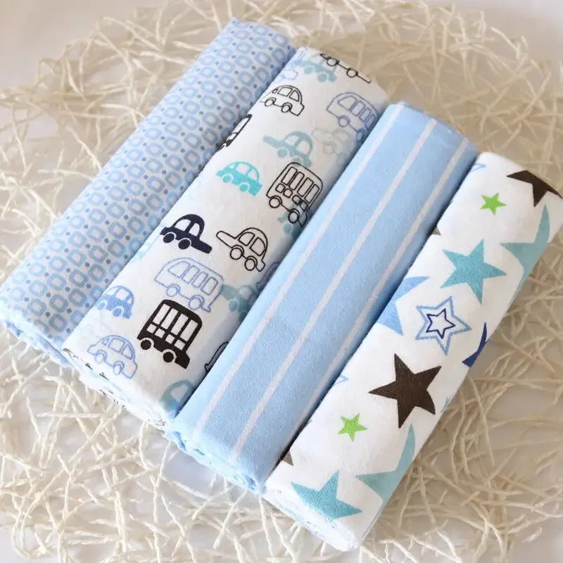 4pcs/pack Cotton Baby Bed Sheets Receiving Blanket Newborn Baby Bedsheet Supersoft Blankets For Babies Colorful Swaddle Wrap