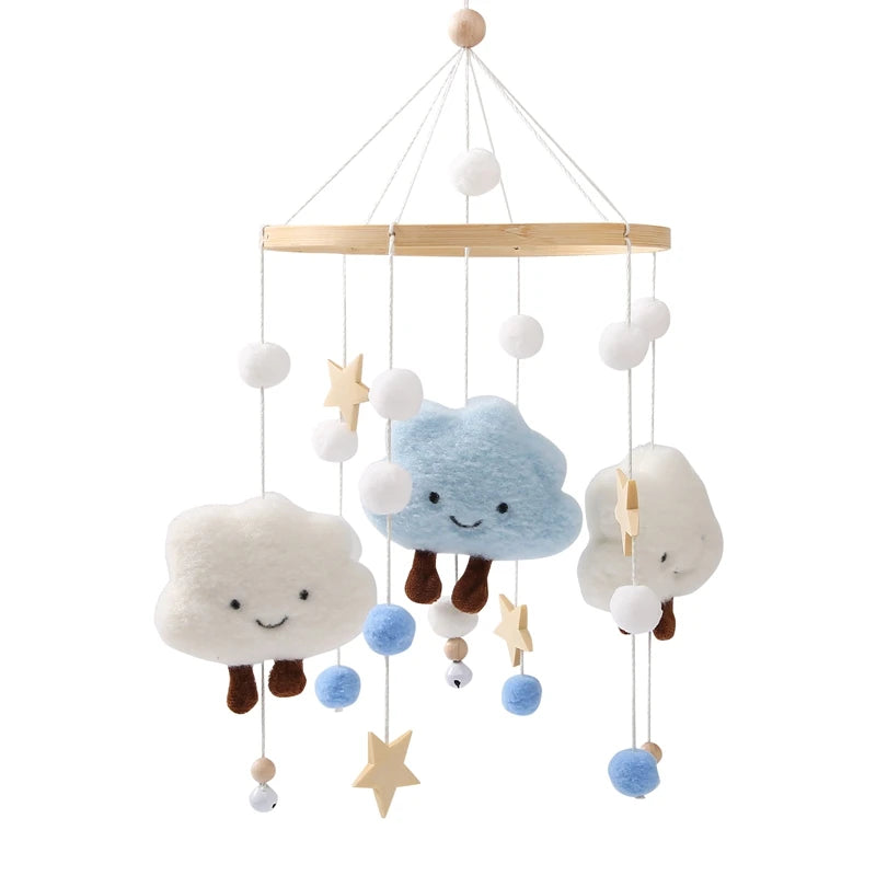 Baby Wooden Bed Bell Cartoon Rabbit Mobile Hanging Rattles Toy Hanger Crib Mobile Bed Bell Wood Toy Holder Arm Bracket Kid Gifts