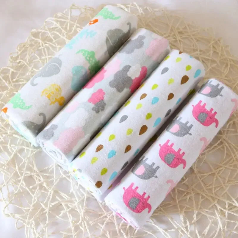 4pcs/pack Cotton Baby Bed Sheets Receiving Blanket Newborn Baby Bedsheet Supersoft Blankets For Babies Colorful Swaddle Wrap