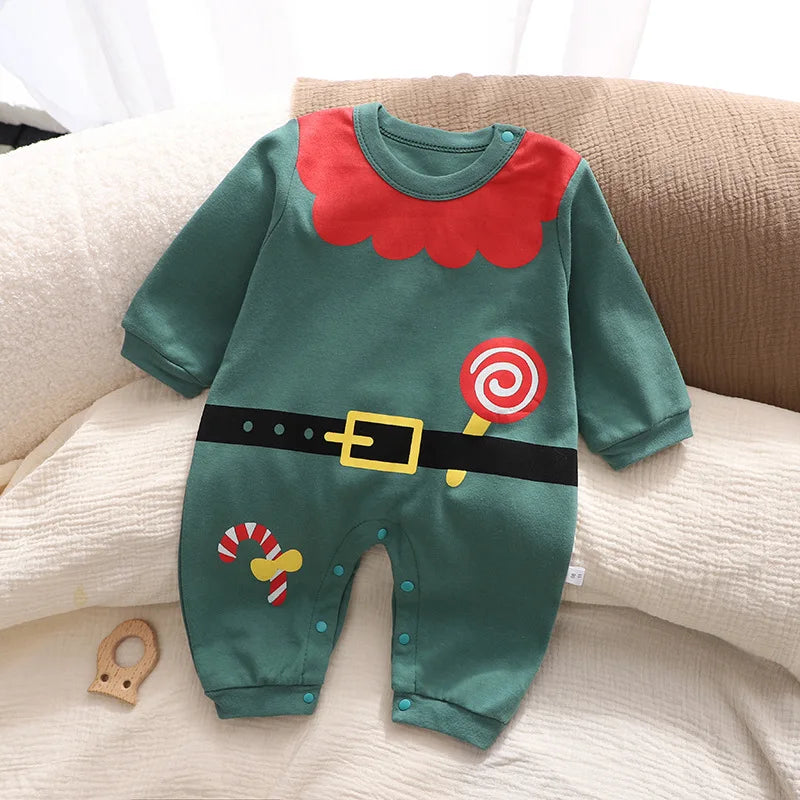 Autumn Newborn Boys Rompers Striped Bear Cartoon Print Infant Baby Boys Jumpsuits Long Sleeved Round Neck Baby Boys Bodysuits