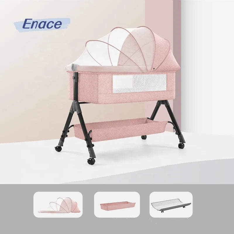 Custom Aluminum Multifunctional Folding Crib Bedside Bassinet Bedside Sleeper Portable Stroller