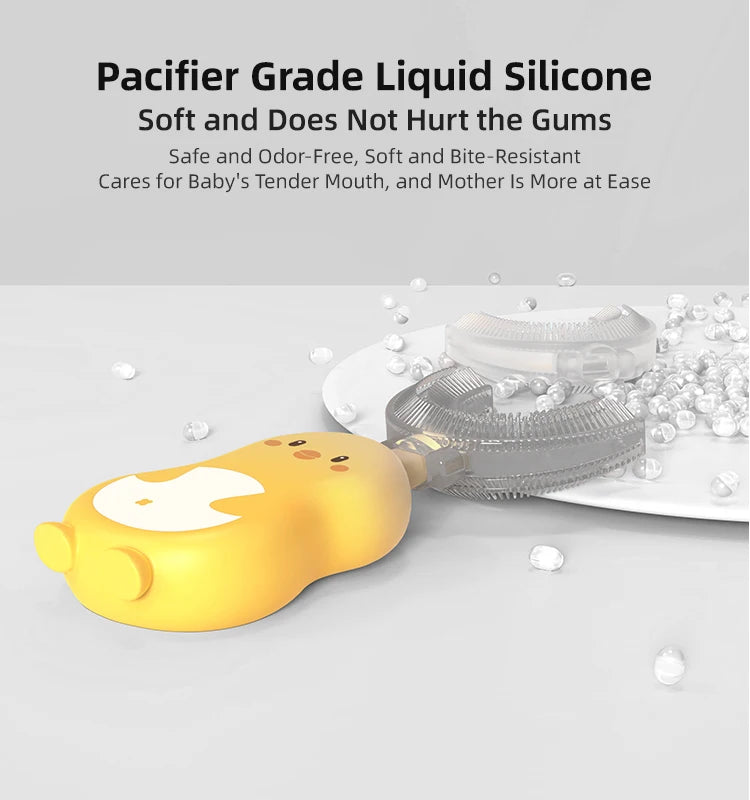 1/3 pcs U-shape Kids Toothbrush BPA Free 360-Degree Oral Cleaning Soft Silicone Brush Head for 2-6 years old baby