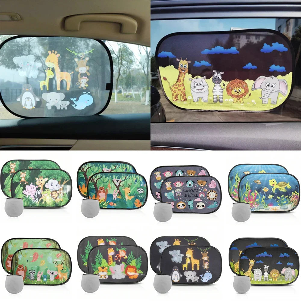 2PCS Car Sun Shade Side Window Windscreen Roof Window For Children Adults Adsorption SunShade Cover Universal car curtain