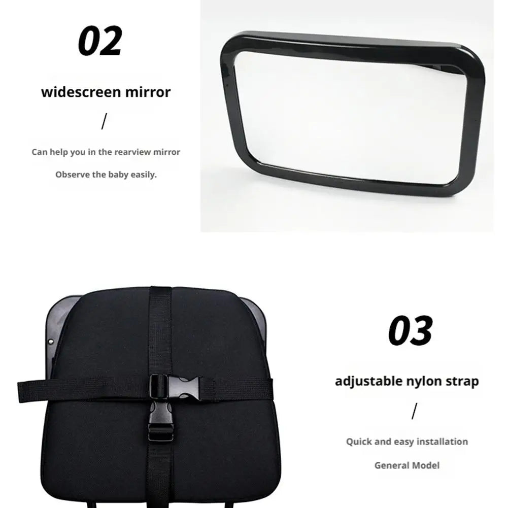 Baby Car Mirror Rear View Mirror Belt Rear Facing Mirrors Baby Car Monitor with Wide Clear View, Shatterproof, Easy Assembled